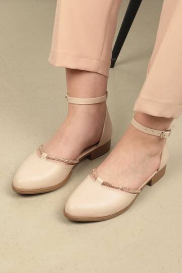 Kadın Kısa Topuklu Abiye Ayakkabı-Ten - 4