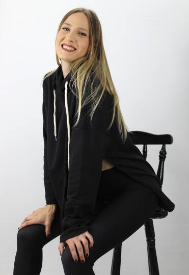 Kapşonlu Yan Yırtmaçlı Sweat Siyah - 21R1178 - 4