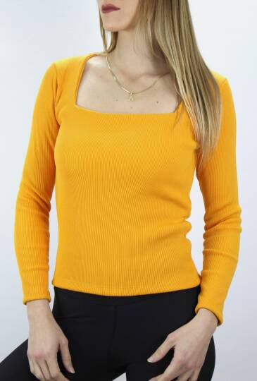 Kare Yaka Bluz Hardal - 121.345 - 2