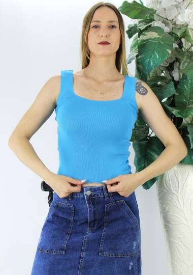 Kare Yaka Triko Atlet Mavi - Lks1230.28 - 2