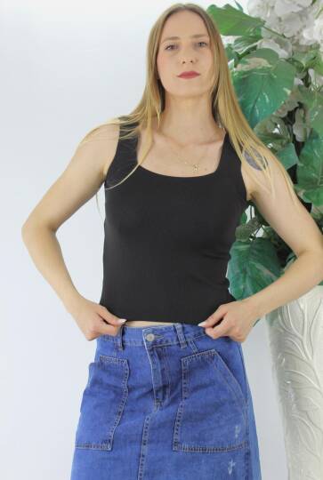 Kare Yaka Triko Atlet Siyah - Lks1230.28 - 2