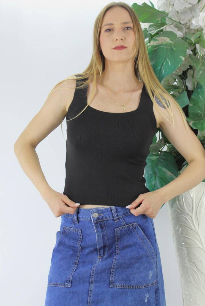 Kare Yaka Triko Atlet Siyah - Lks1230.28 - 2