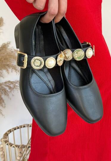 Koope Siyah Cilt Babet Ayakkabı - 2