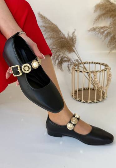 Koope Siyah Cilt Babet Ayakkabı - 4