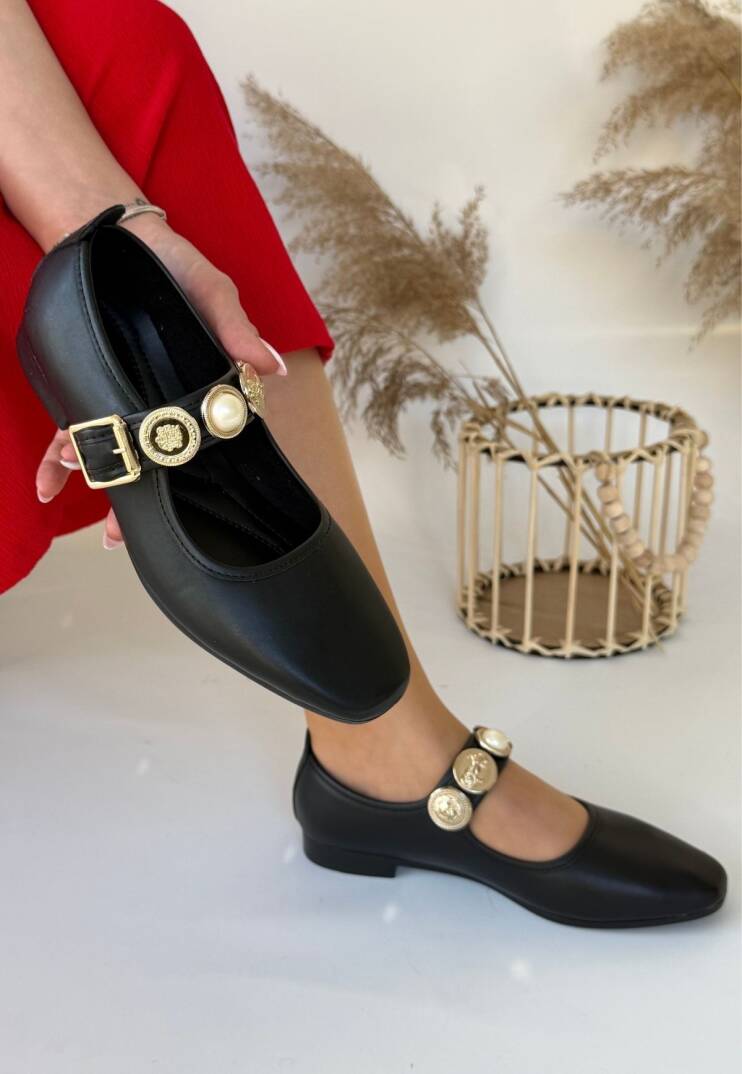 Koope Siyah Cilt Babet Ayakkabı - 4