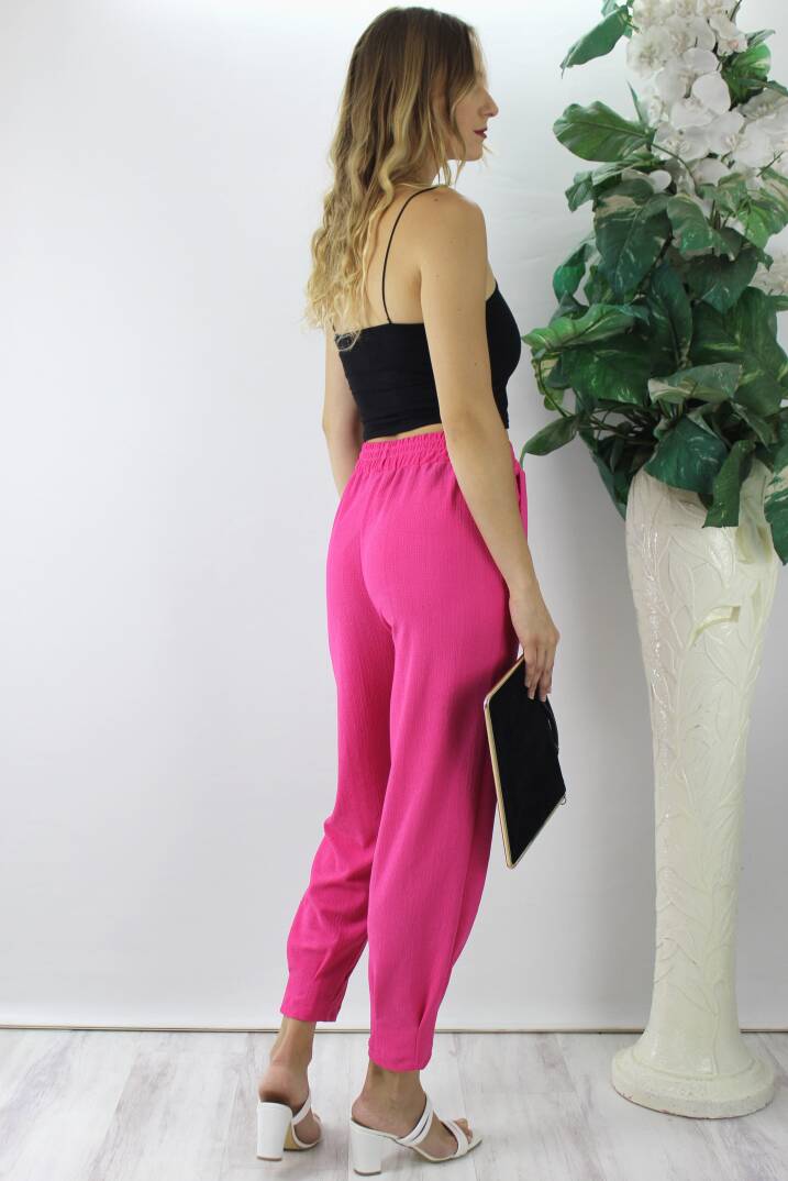 Krinkıl Paça Pensli Pantolon Fuşya - 130.265 - 4