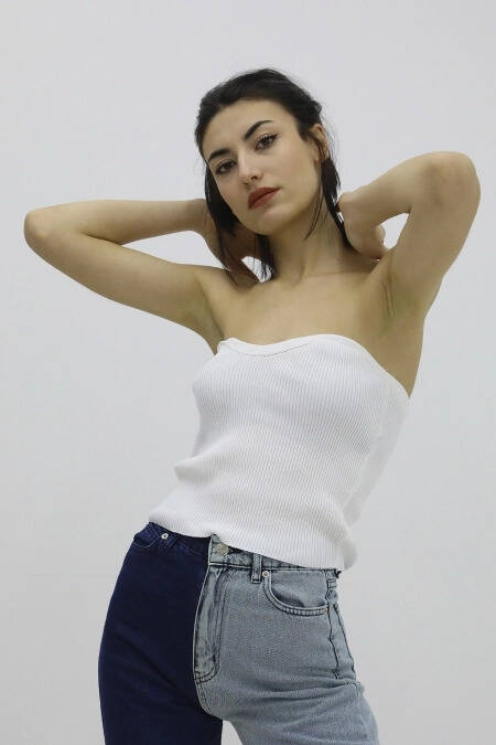 Likralı Triko Büstiyer Ekru - P-019895 - 1