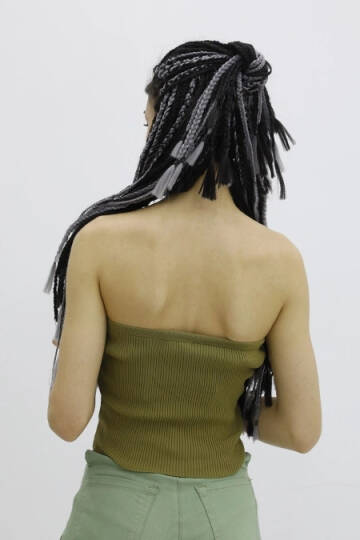 Likralı Triko Büstiyer Haki - P-019895 - 4