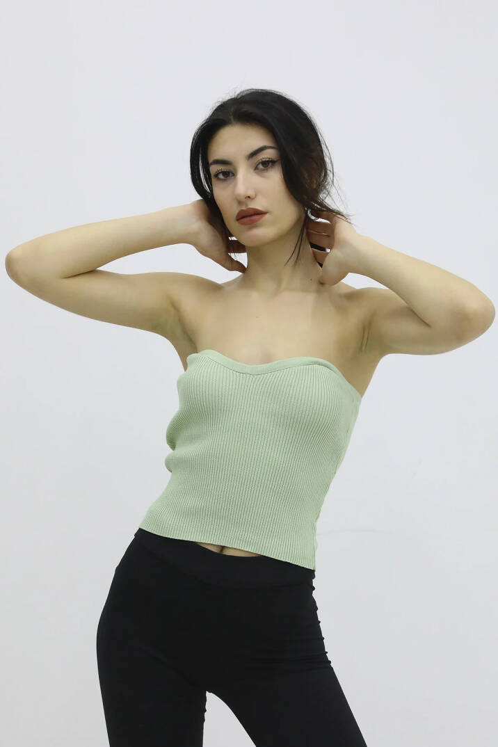 Likralı Triko Büstiyer Yeşil - P-019895 - 1