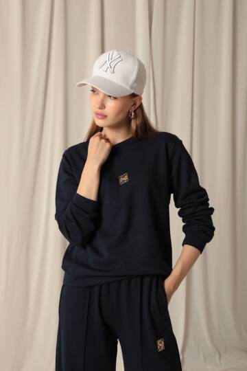 Modal Kumaş Metal Aksesuarlı Kadın Lacivert Takım - 3