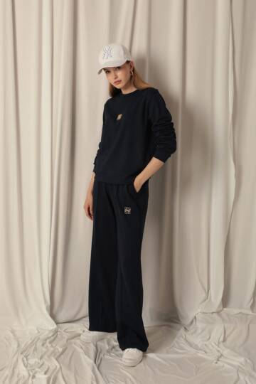 Modal Kumaş Metal Aksesuarlı Kadın Lacivert Takım - 5