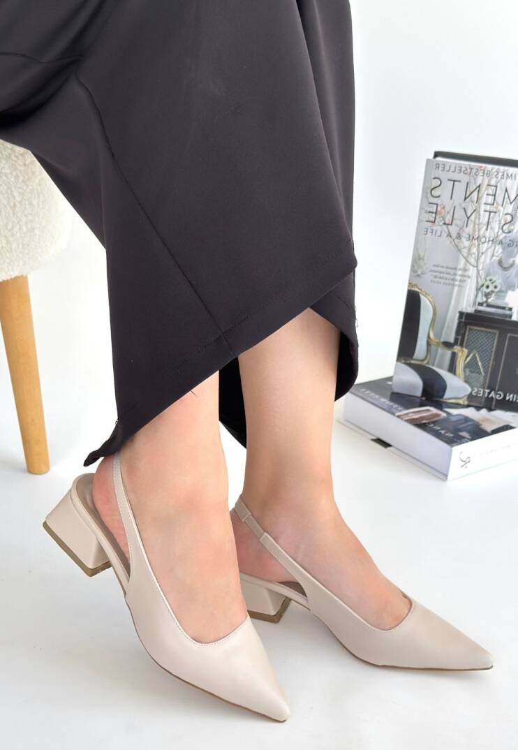 Morji Bej Cilt Topuklu Ayakkabı - 1