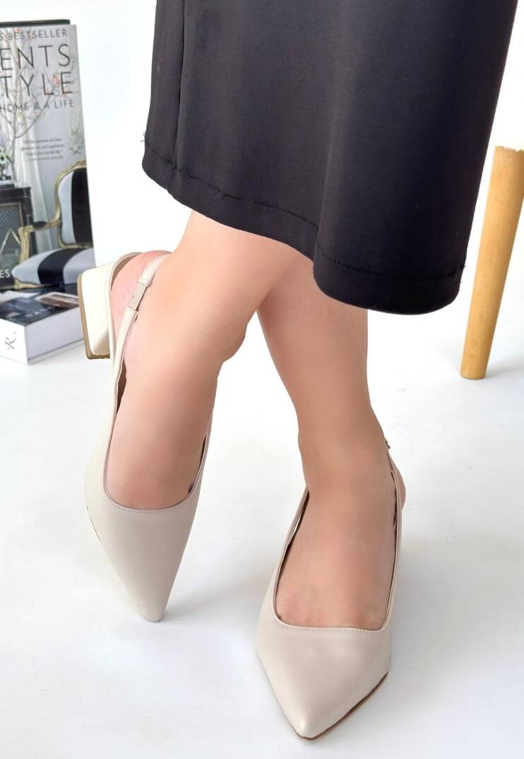 Morji Bej Cilt Topuklu Ayakkabı - 2