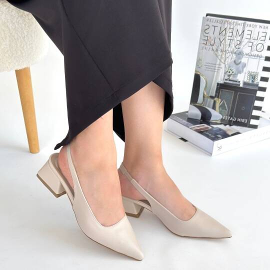 Morji Bej Cilt Topuklu Ayakkabı - 4