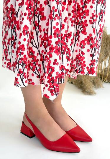 Morji Kırmızı Cilt Topuklu Ayakkabı - 2