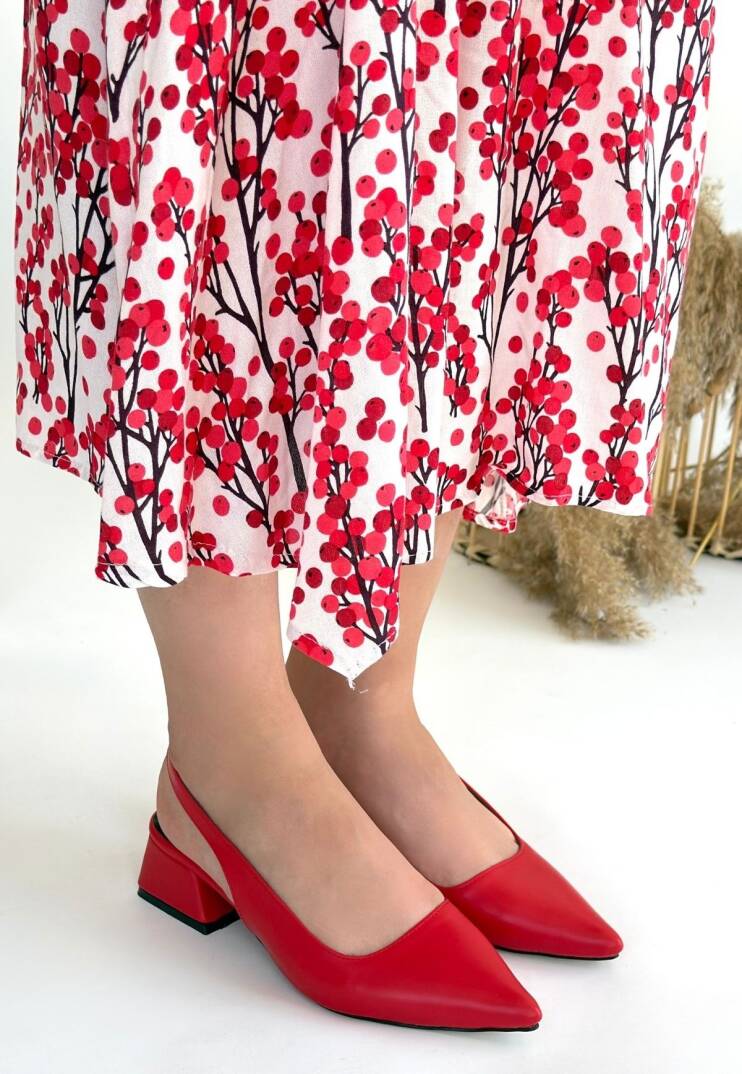 Morji Kırmızı Cilt Topuklu Ayakkabı - 2
