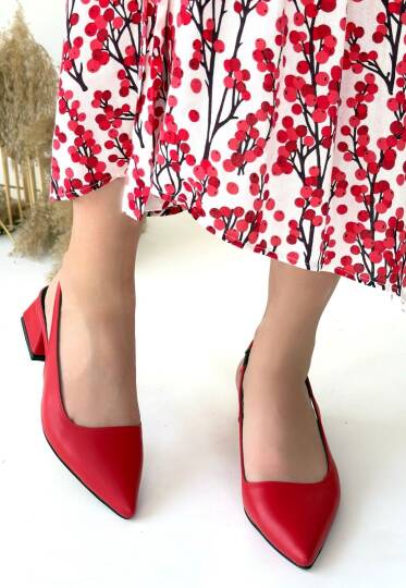 Morji Kırmızı Cilt Topuklu Ayakkabı - 3
