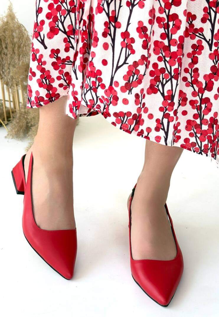 Morji Kırmızı Cilt Topuklu Ayakkabı - 3