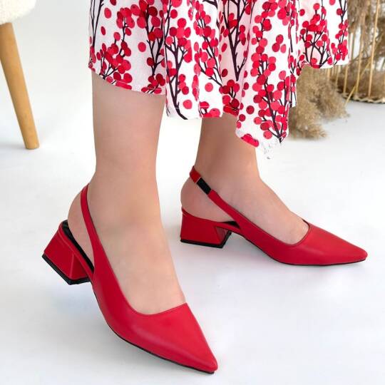 Morji Kırmızı Cilt Topuklu Ayakkabı - 4