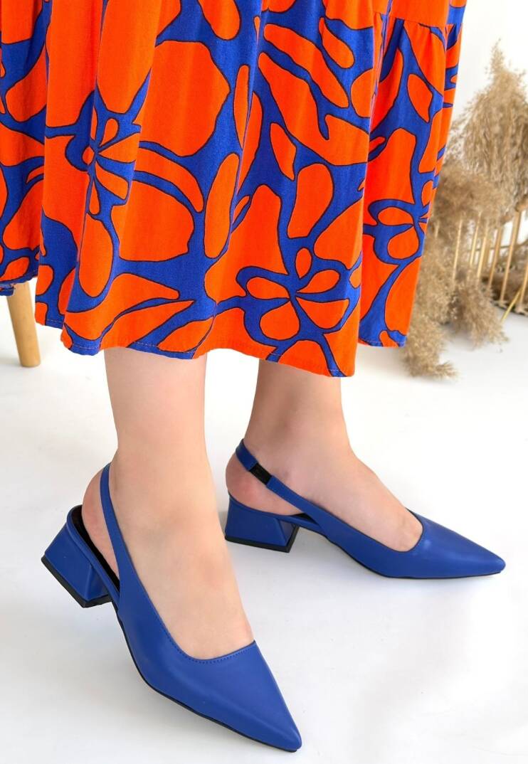 Morji Mavi Cilt Topuklu Ayakkabı - 1