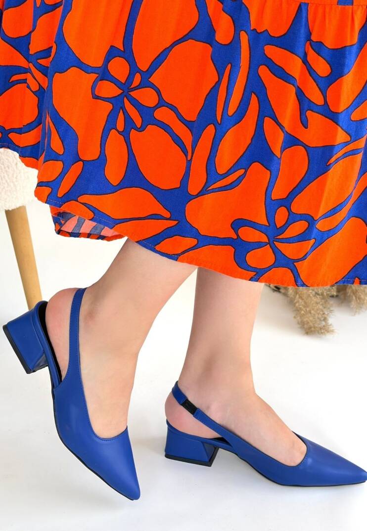 Morji Mavi Cilt Topuklu Ayakkabı - 3