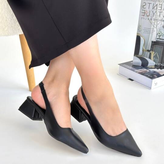 Morji Siyah Cilt Topuklu Ayakkabı - 4