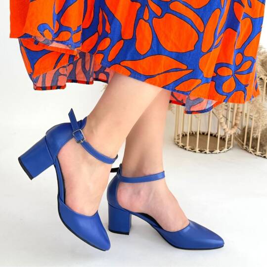 Mulen Mavi Cilt Topuklu Ayakkabı - 4