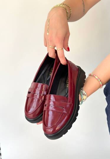 Narli Bordo Rugan Oxford Ayakkabı - 3