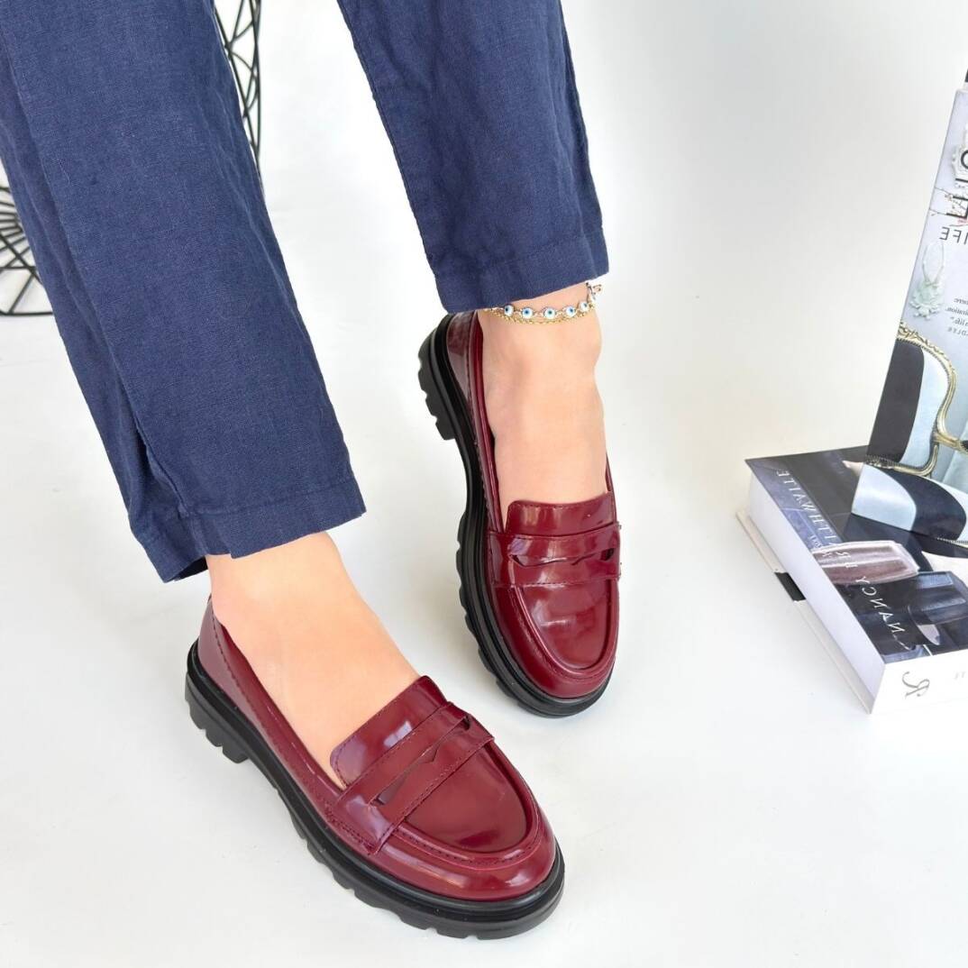 Narli Bordo Rugan Oxford Ayakkabı - 4