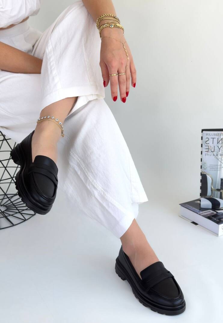 Narli Siyah Cilt Oxford Ayakkabı - 2