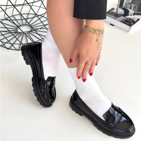 Narli Siyah Rugan Oxford Ayakkabı - 4