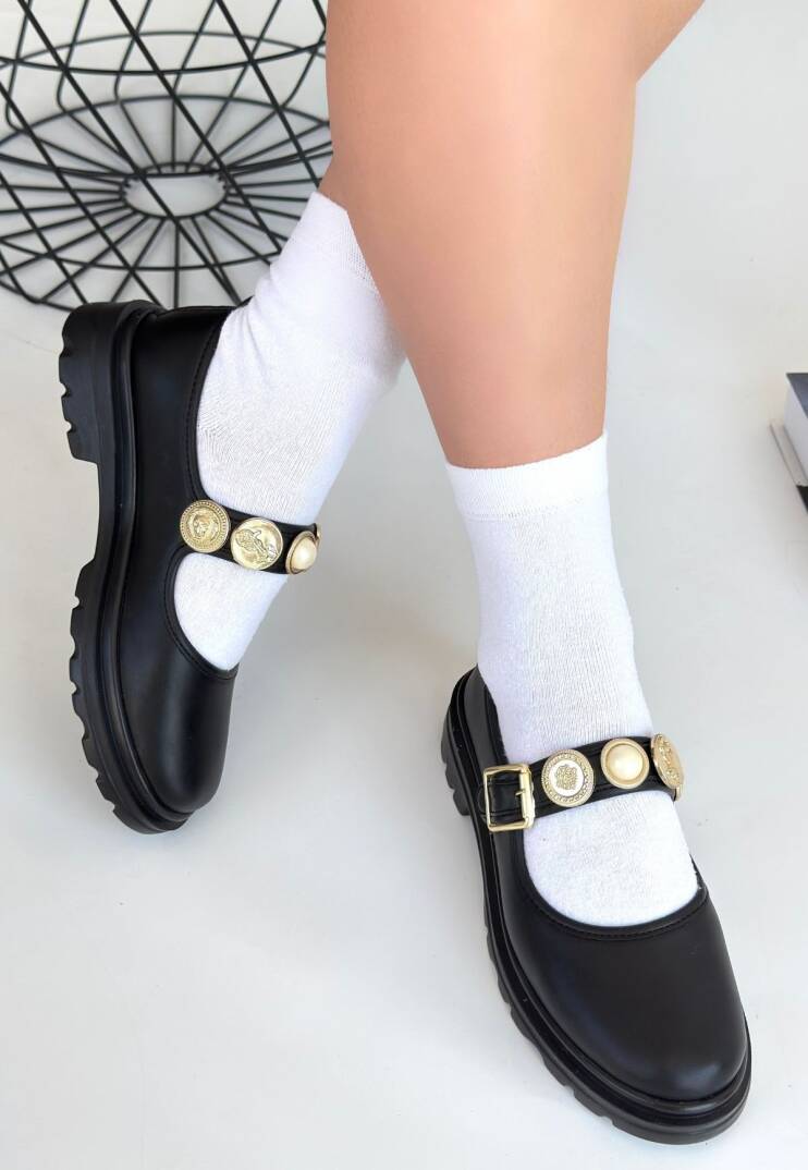 Okira Siyah Cilt Oxford Ayakkabı - 3