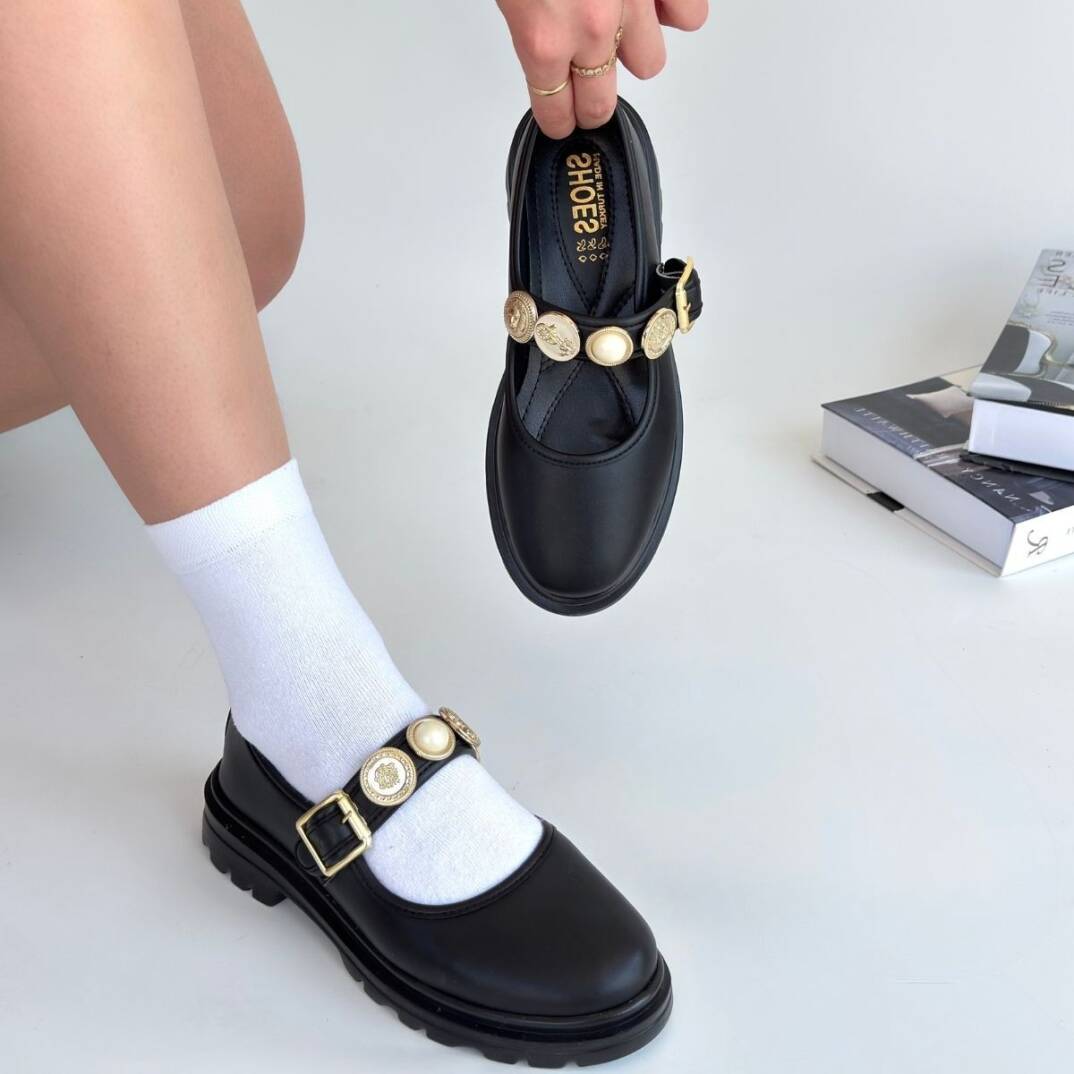 Okira Siyah Cilt Oxford Ayakkabı - 4