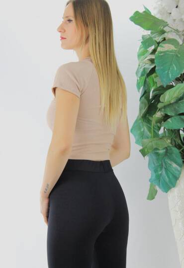 Ön Büzgülü Crop Bluz Camel - 1293.33 - 5