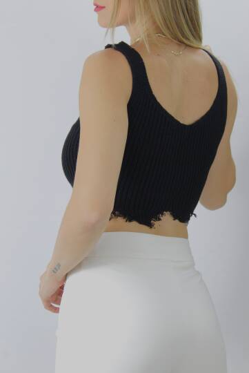 Örme Kolsuz Bayan Triko Siyah - 106469 - 3