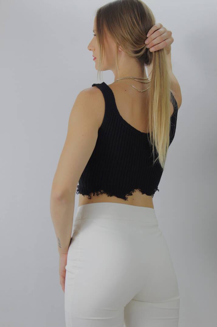 Örme Kolsuz Bayan Triko Siyah - 106469 - 5