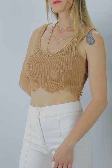 Örme Kolsuz Bayan Triko Vizon - 106471 - 4