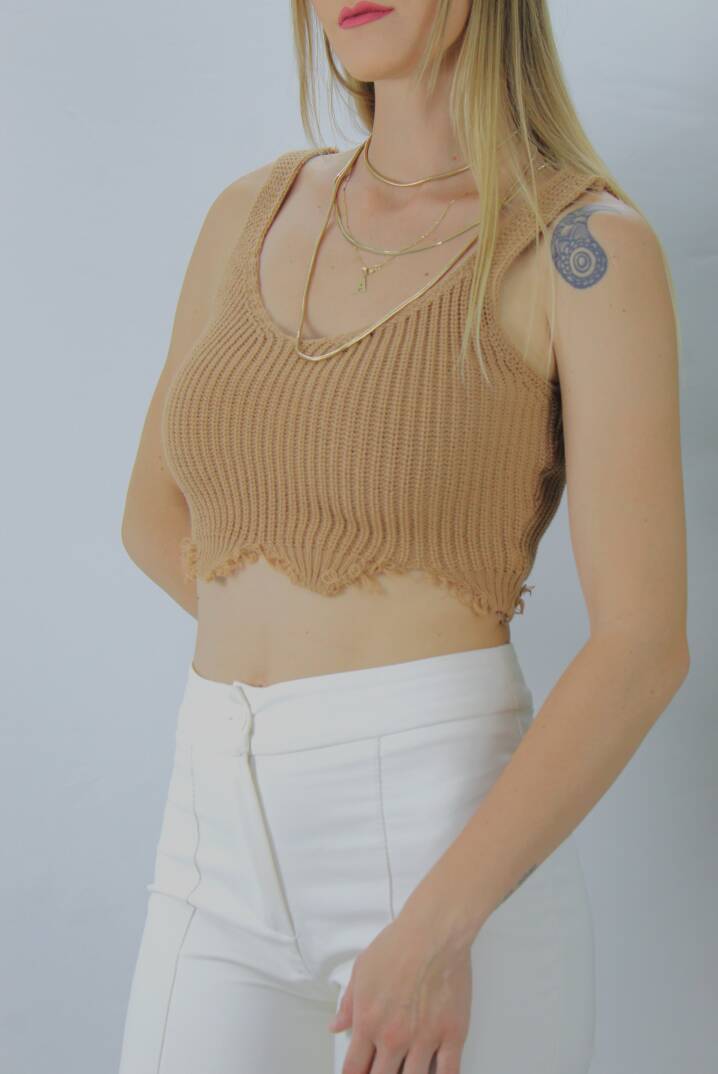 Örme Kolsuz Bayan Triko Vizon - 106471 - 4