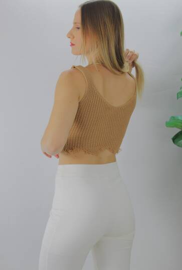 Örme Kolsuz Bayan Triko Vizon - 106471 - 5