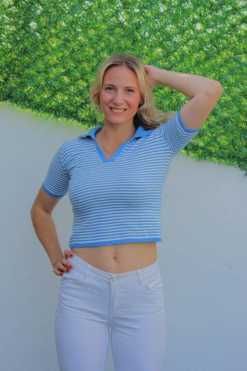 Polo Yaka Çizgili Tişört Mavi - 140.055 - 4