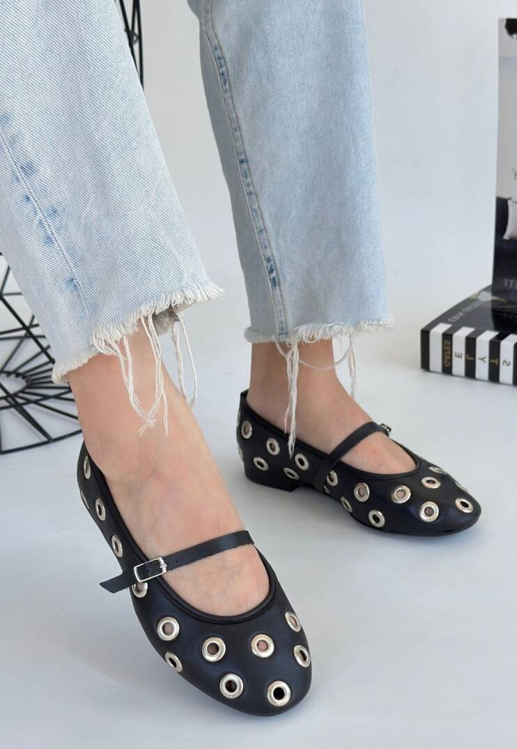 Tinta Siyah Cilt Babet Ayakkabı - 1