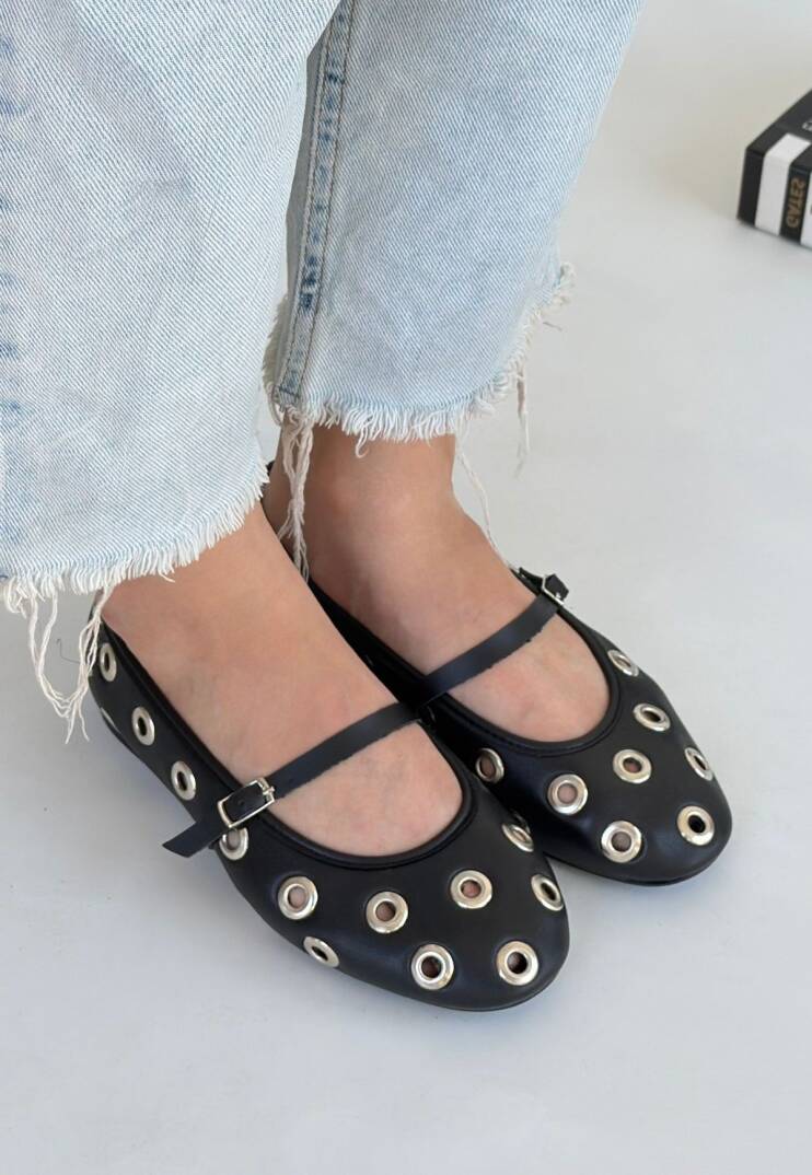 Tinta Siyah Cilt Babet Ayakkabı - 2