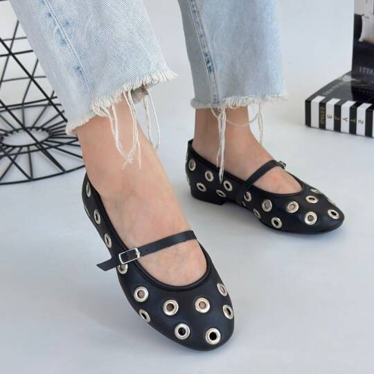 Tinta Siyah Cilt Babet Ayakkabı - 4