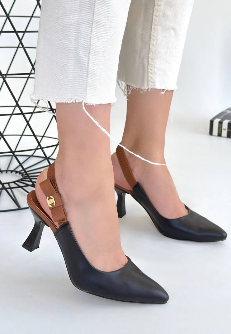 Toran Siyah Cilt Topuklu Ayakkabı - 3