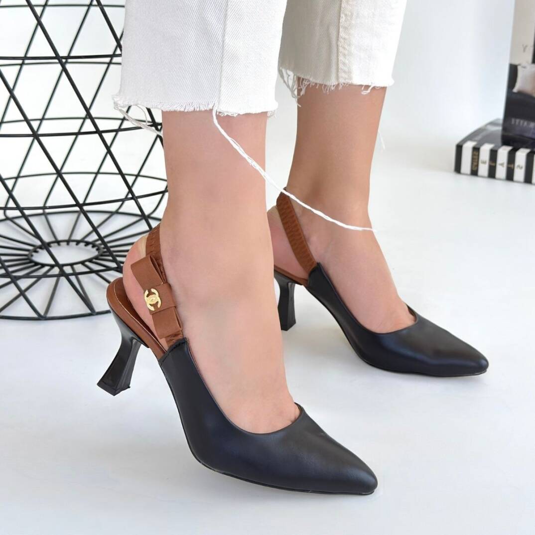 Toran Siyah Cilt Topuklu Ayakkabı - 4