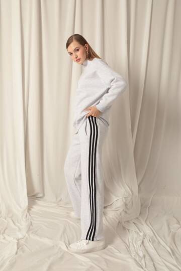 Üç İplik Biyeli Kadın Açık Gri Eşofman - 3