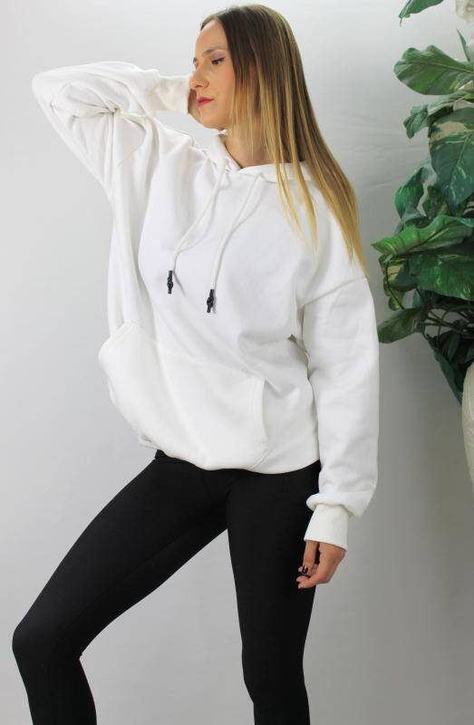 Üç İplik Kapşonlu Sweat Beyaz - 2410.2022 - 1