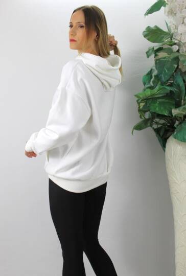 Üç İplik Kapşonlu Sweat Beyaz - 2410.2022 - 4