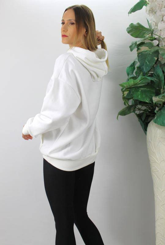 Üç İplik Kapşonlu Sweat Beyaz - 2410.2022 - 4