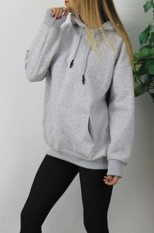 Üç İplik Kapşonlu Sweat Gri - 2410.2022 - 1